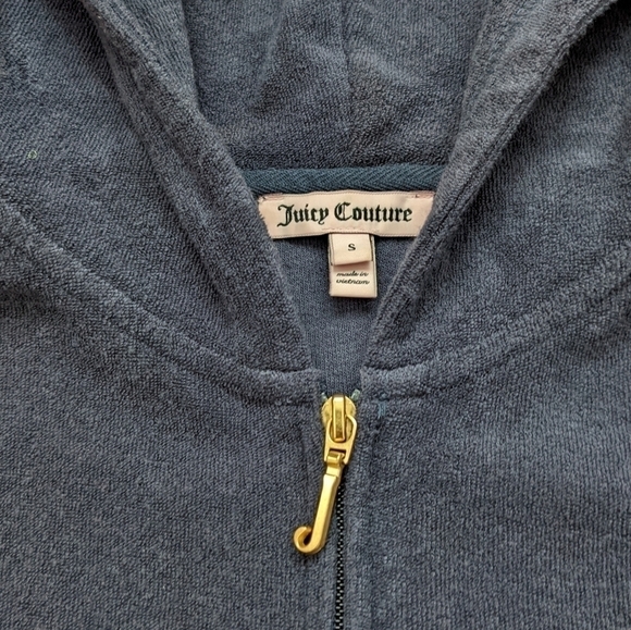 JUICY COUTURE y2k terry cloth hoodie sweatshirt sweater blue small - Picture 6 of 9